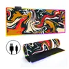 Mouse Pad Luminoso RGB Fluido Abstrato Teclado Gamer E-Sports Pad Espessado para Mesa de Escritório LED Colorido Tamanho Grande