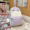 Mochila de Gran Capacidad Estilo Moda Coreana Transfronteriza con Bloques de Color y Letras para Estudiantes de Primaria y Secundaria Grados 1-6, Bolso Escolar para Niñas