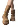 Botas Martin estilo britânico com sola grossa para aumentar a altura para mulheres, novas botas curtas emagrecedoras estilo cowboy western deserto outono-verão 2026