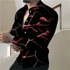 Camisa de Hombre de Manga Larga Europea y Americana Transfronteriza de Primavera y Otoño, Nueva Tendencia de Moda con Estampado 3D Fresco
