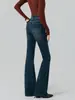 Jeans de campana azules retro americanos para mujer, nuevo estilo de otoño, de cintura alta, adelgazantes, que realzan el trasero, abotonados, de campana, pantalones de largo hasta el suelo