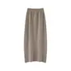 Falda de punto de lana pura para mujer con aberturas laterales, nuevo estilo otoño e invierno, cintura alta elástica, adelgazante, falda bodycon de línea recta