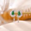 Yiluyin Plata de Ley S925 Calabaza de Jade Luna Creciente Personalidad de Moda Pendientes de Alta Gama Versátiles Pendientes de Gota de Plata Incrustados