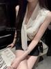 2025 Chaleco de Punto Elegante con Cuello en V para Mujer Verano Diseño de Nicho Ropa Exterior Ajustada Hermoso Top