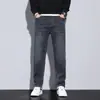 Uau Jeans Masculino Tendência Novo Verão e Primavera Corte Reto Sem Lã High-End Elástico Largo Casual