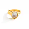 Anillo de Acero Inoxidable Incrustado con Diamantes Estilo Ins de Lujo Ligero Transfronterizo Europeo y Americano, Anillo Apilable de Moda con Textura de Lava Oro de 18 Quilates