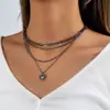 Colar Europeu e Americano Transfronteiriço Nova Joia Pingente de Coração Versátil Corrente de Clavícula Multicamadas Acessórios de Moda Joias