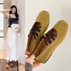 Zapatos bajos de estilo ballet con cordones retro franceses para mujer, nuevo modelo primavera y otoño 2026, zapatos Mary Jane de suela blanda para combinar con faldas