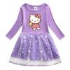 Vestido de otoño para niñas, ropa de otoño 2022, primavera y otoño, nuevo estilo occidental para niños, falda de gato KT, falda de primavera de manga larga para niñas