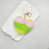 Llavero colgante de pompón de corazón multicolor, adorno colgante para coche, pequeño corazón de durazno de felpa con estampado de leopardo, accesorios de joyería al por mayor