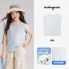 Pudding Haru Roupas Infantis Camiseta 2026 Verão Novo Estilo Camiseta para Meninas Bebê Menina 100% Algodão Manga Raglan Ajuste Slim Camiseta com Pequena Manga Franzida