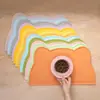 Amazon Venda Quente Transfronteiriça Jogo Americano para Gato Cachorro Tapete de Silicone para Pet Formato de Cabeça de Gato Fácil de Limpar à Prova de Vazamentos Impermeável Tapete Antiderrapante