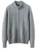 Nuevo Suéter de Punto Cardigan Abrigo de Cachemira Siete Puntos con Bolsillos Casual Versátil Holgado Color Sólido Cuello Alto Cremallera
