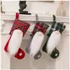 Nova Meia de Natal de Tecido Xadrez Decorações Pingentes de Natal Meias de Natal Sacolas de Presente Enfeites de Natal Suprimentos Decorativos