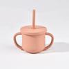 Taza de Aprendizaje de Silicona para Niños con Asa, Taza con Popote Desmontable, Antiahogo, Resistente a Altas Temperaturas, Taza de Agua para Exteriores para Niños
