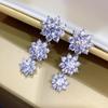 Cao Shi Europeu e Americano novos brincos luz de luxo Flor Diamante-embutido brincos de zircão das mulheres all-match simples brincos de ouro branco