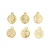 Revestido de Cobre com Ouro Real, Pingente Redondo de Moeda de Cobre Fundido 10mm, Tag Retangular para Pingente de Colar DIY