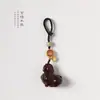 Llavero de Madera de Caqui Negro Tangma, Colgante de Sándalo Verde, Adornos de Palo de Rosa, Accesorios con Carácter de Fortuna Chapados en Oro, Estilo Pareja
