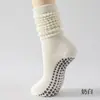 Calcetines de Yoga de Tubo Largo Calcetines de Gasa de Algodón Antideslizantes Deportivos para Fitness Pilates para Mujer