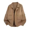 Nueva chaqueta de trabajo casual de otoño para hombre de Tangkezhe, chaqueta de vuelo vintage con cuello de solapa, abrigo versátil