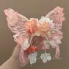 Pasador Grande de Mariposa con Flores de Seda Florales, Pin Lateral, Polilla Fluttering tipo Hada, Dulce Accesorio de Cabello de Princesa, Tocado Estilo Antiguo Hanfu