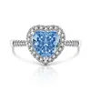 Anillo de Amor Corazón a Corazón con Flor de Hielo Cortada de Piedra Preciosa de Colores de Venta Caliente en Tiktok con Anillo de Diamante de Alto Carbono Paraiba