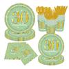 Venta Caliente Transfronteriza Vajilla de Papel Desechable para Fiesta de Cena Familiar de 30 Cumpleaños Vasos de Papel Servilletas de Papel Juego de Platos de Papel Desechables