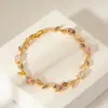 Pulsera Estilo Dopamina, Pulsera Dulce y Versátil para Mujer, Cobre Ecológico Incrustado con Circonita, Diseño de Hoja Colorida, Joyería de Lujo Ligero