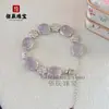 Pulseira de Calcedônia Branca Gelo Natural Prata 925 Banhada a Cobre Incrustada com Esmeralda Verde Imperial Pulseira Ágata Rosa Jade Presente Exquisito