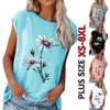 Novidades de Primavera e Verão Transfronteiriças Amazon Novos Estilos Camiseta Solta de Gola Redonda com Estampa Floral de Manga Curta para Mulheres Liquidação
