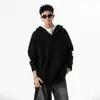 Suéter com capuz oversized, de caimento solto, estilo americano moderno, para homens e mulheres, tricô retrô, de caimento amplo e versátil para casais