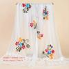 Novo Lenço Bordado Estilo Coreano Dupla Camada Beleza Gaze Lenço Feminino Renda Emendada Rosa Borboleta Fabricante Comércio Exterior