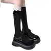 Nuevos Calcetines Lolita Dulces Fruncidos con Lazo Blanco de Media Pantorrilla jk Calcetines para Pantorrilla con Adorno de Encaje