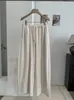 KEKEZOON Calça Casual Mochi de Cintura Alta com Cordão Outono Inverno Feminina Emagrecedora Caimento Reto Perna Larga Longa 9137