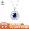 Colar de Safira Sintética para Mulheres, Prata 925, Cravejado com Diamantes, Luxo Leve, Alta Qualidade, Elegante, Versátil, Corrente para Clavícula para o Dia a Dia, Atacado