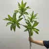 Planta Verde Artificial para Paisajismo Lirio de Tallo Largo Bambú con Tacto Realista, Hojas Falsas Bambú de la Suerte con Borde Dorado para Decoración de Arreglos Florales de Sala de Estar en Casa Hojas