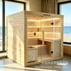 Habitación de sauna de infrarrojos lejanos con techo de cielo estrellado, habitación de sauna de funcionamiento eléctrico, habitación de sauna de terapia de calor con panel de cristal de carbono
