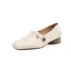 Zapatos casuales retro versátiles de cuero suave de corte bajo, nuevos zapatos de cuero de punta cuadrada otoño 2025, zapatos cómodos de suela blanda para mujer para madres