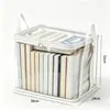 Caja de almacenamiento de libros de PVC para uso en el aula y en casa, una herramienta mágica para organizar libros viejos, a prueba de polvo, transparente y plegable para escritorios de estudiantes