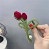 A068-3 Cruzamento Nova Tulipa Bordô Flocked Grampo Elegante Pérola Acessório de Cabelo Grampo para Cabelos Curtos na Parte de Trás da Cabeça