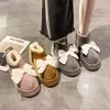 Botas de algodón con lazo estilo coreano 2026, engrosadas para abrigar, botines de nieve cortos, botas de invierno de felpa con suela gruesa para mujer