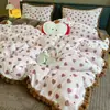 Juego de cuatro piezas de franela de leche fresco y simple funda de edredón de vellón de coral sábana de cama funda de edredón engrosada de invierno para dormitorio de estudiante juego de tres piezas