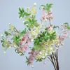 Rama Larga de Flor de Cerezo Simulada con 2 Puntas Set de Flor de Durazno Decoración de Boda Adornos Accesorios para Sesión de Fotos Flor de Cerezo Falsa Flores Artificiales en Stock
