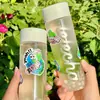 Botella de té frío estilo caligrafía china de 500 ml, popular en internet, cilíndrica, para té de leche, transparente, Lanting sequence, botella de plástico desechable