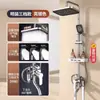 Conjunto de chuveiro de sobrepor para banho, sistema completo de chuveiro para banheiro com pressurização, tubo aparente e misturador