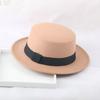 Chapéu Fedora Unissex Estilo Gd Transfronteiriço Estilo Cavalheiro Britânico Topo Plano Aba Plana Lã Chapéu Pai-Filho Estilo Vintage