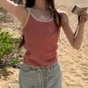 Camisola de Punto Rayada Retro Estilo Francés para Mujer, Ropa de Verano Exterior, Sentido del Diseño, Top Interior Ajustado Corto sin Mangas