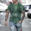 Nova camiseta unissex de gola redonda com estampa 3D 2025, top casual respirável de manga curta