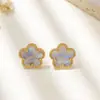 Pendientes de Flor de Acero Inoxidable con Color de Larga Duración Electrochapado, Pendientes de Botón, Joyería al por Mayor Estilo Europeo y Americano, Fabricante