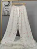Pantalones de pijama de algodón para mujer, verano, finos, estampados, casuales, de pierna ancha, pueden usar mujeres embarazadas, comercio exterior, pantalones de talla grande